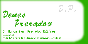 denes preradov business card